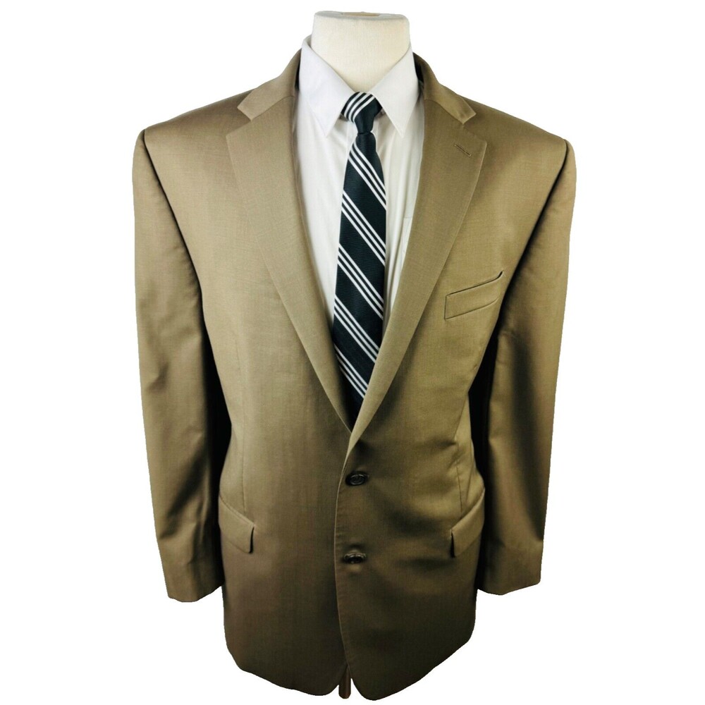 RALPH LAUREN MENS 44L SOLID BROWN SOFT 100% WOOL BLAZER SPORT COAT SUIT JACKET